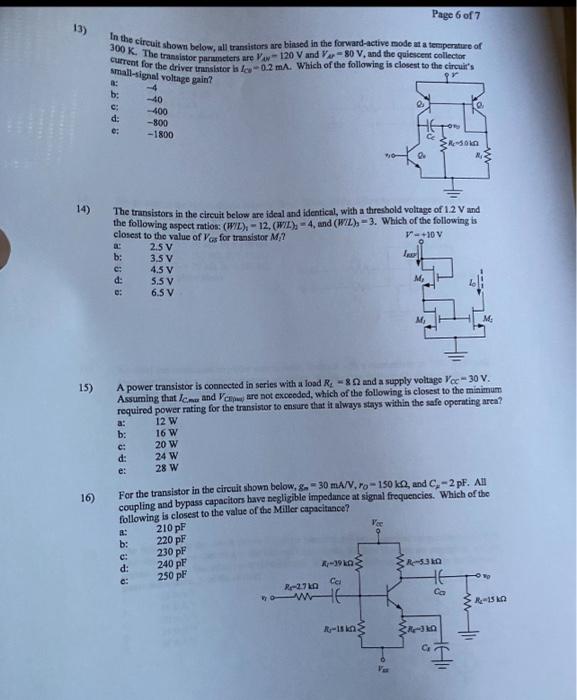 In The Circuit Shown Below All Transistors Are Chegg