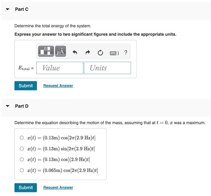 Solved A 0 24 Kg Mass At The End Of A Spring Oscillates 2 9 Chegg