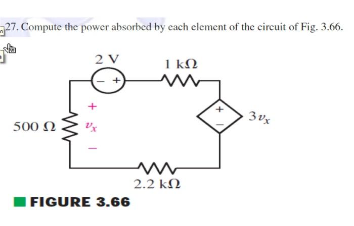 Solved Compute The Power Absorbed By Each Element Of The Chegg