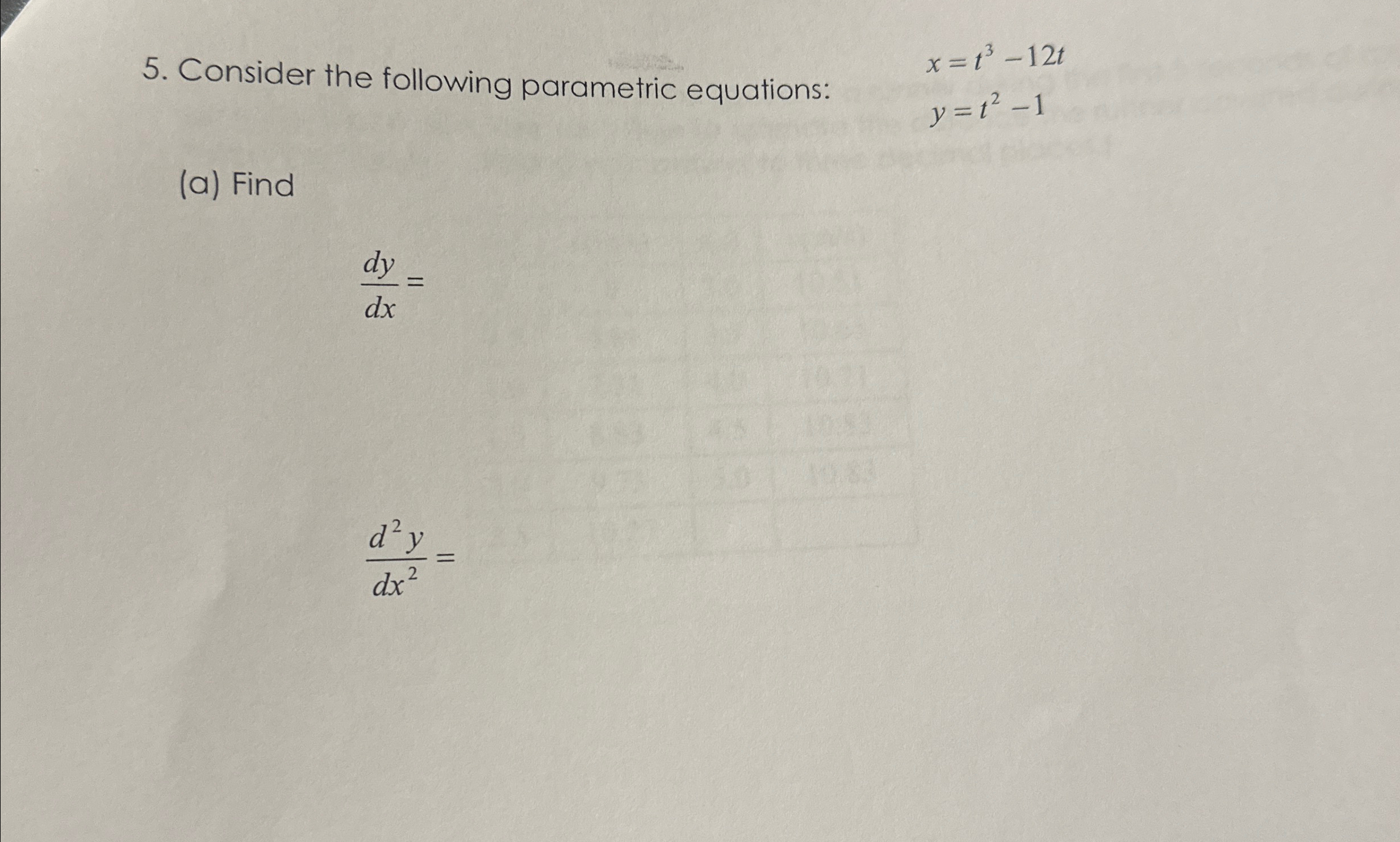 Solved Consider The Following Parametric Chegg