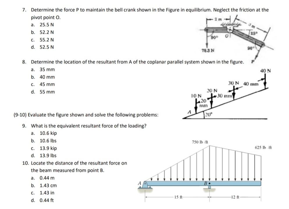 Solved 7 Determine The Force P To Maintain The Bell Crank Chegg