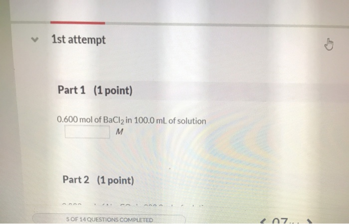 Solved St Attempt Part Point Mol Of Bacl In Chegg