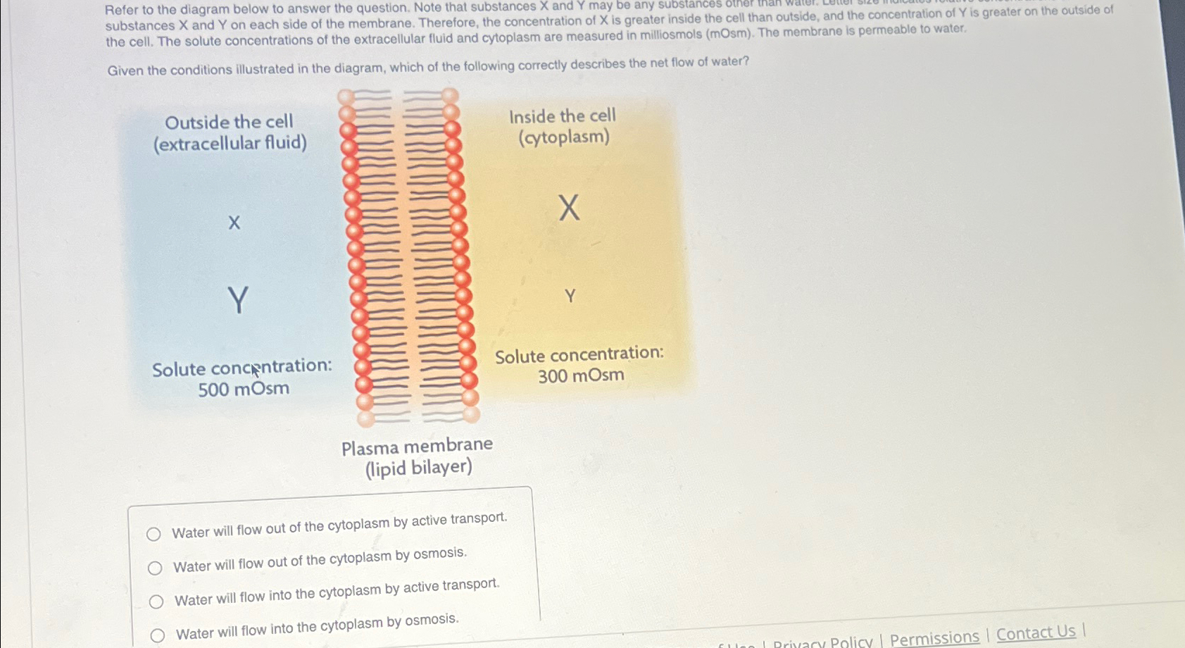 Solved Substances X And Y On Each Side Of The Membrane Chegg