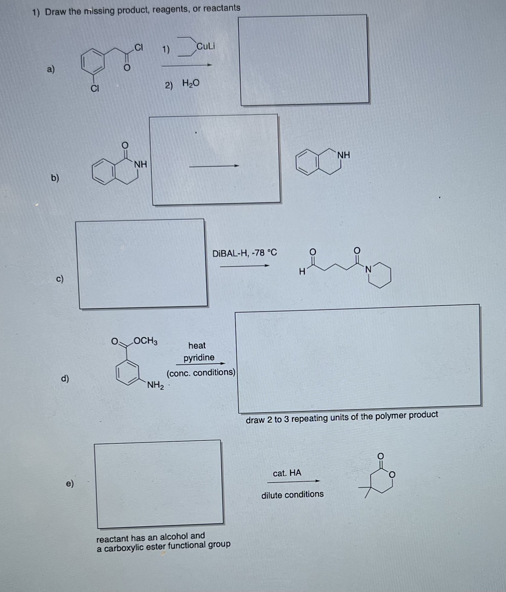 Solved Draw The Missing Product Reagents Or Reactants Chegg