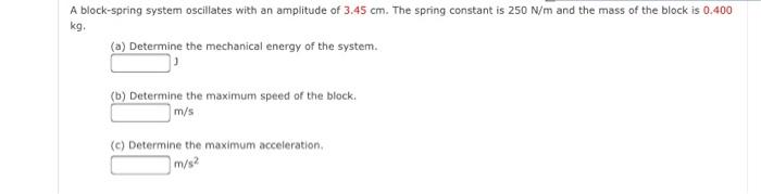 Solved A Block Spring System Oscillates With An Amplitude Of Chegg