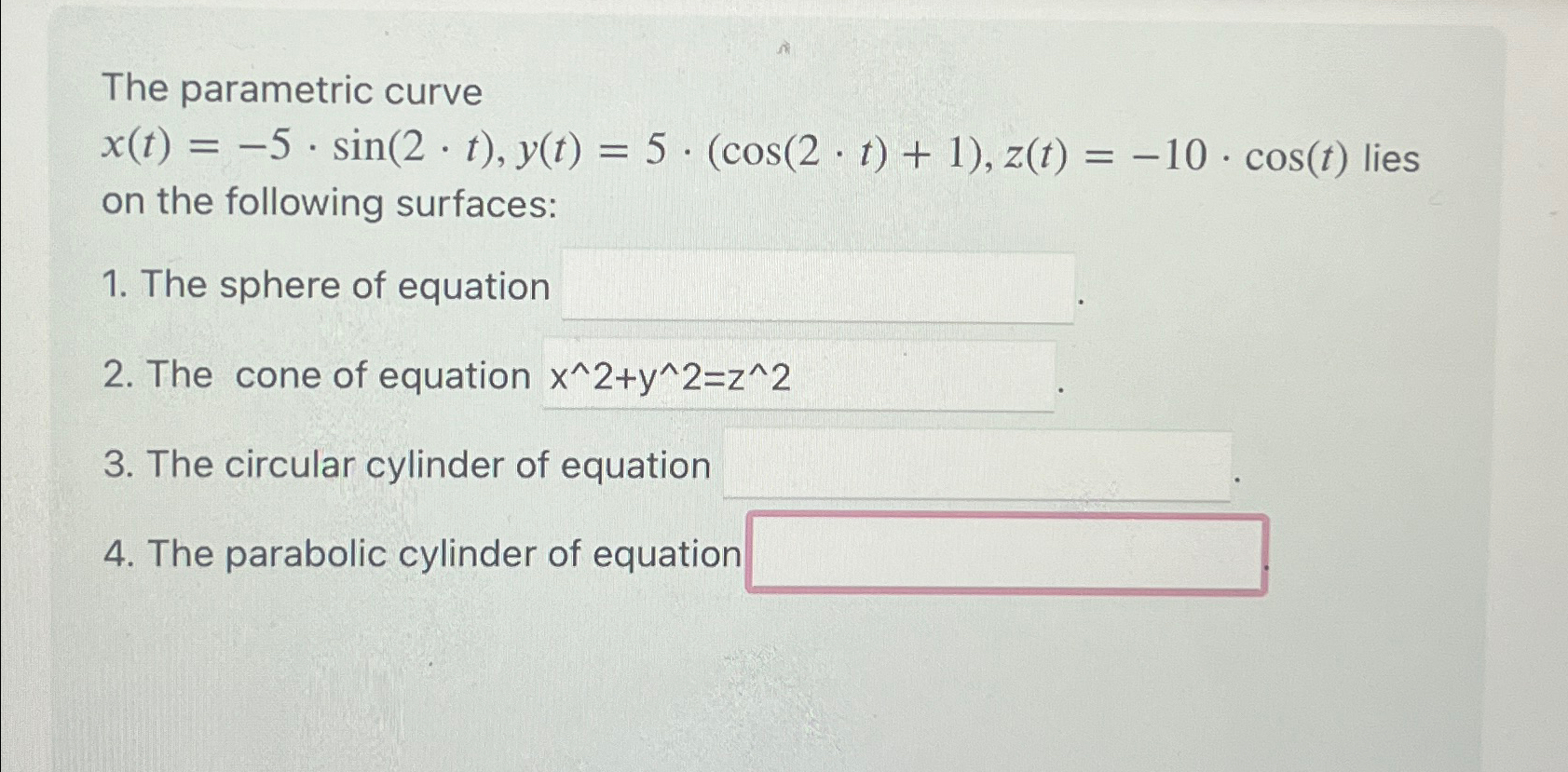 Solved The Parametric Curve Chegg