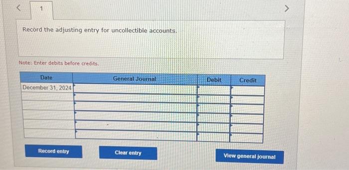 Solved Record The Adjusting Entry For Uncollectible Chegg