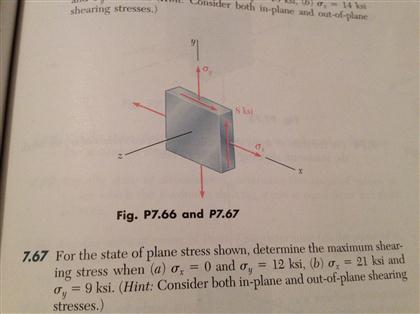 For The State Of Plane Stress Shown Determine The Chegg