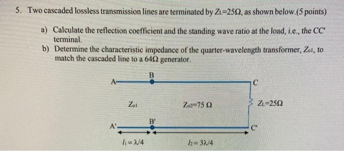 Solved Two Cascaded Lossless Transmission Lines Are Chegg