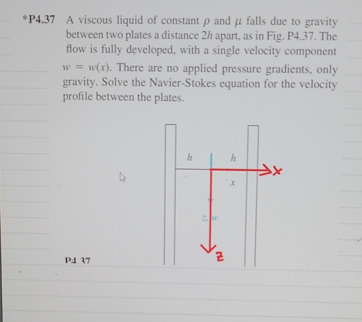 Solved 37 A viscous liquid of constant ρ and μ falls due to Chegg