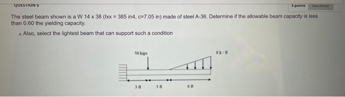 Solved The Steel Beam Shown Is A W Chegg