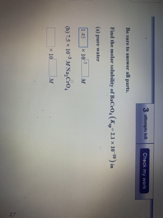 Solved Attempts Left Check My Work Be Sure To Answer All Chegg