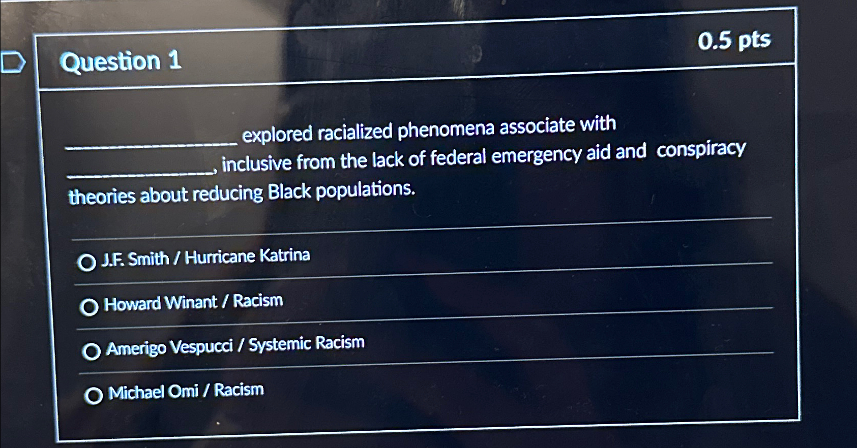 Solved Question 10 5ptsexplored Racialized Phenomena Chegg