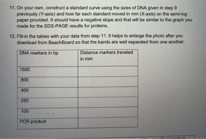 Solved 11 On Your Own Construct A Standard Curve Using The Chegg