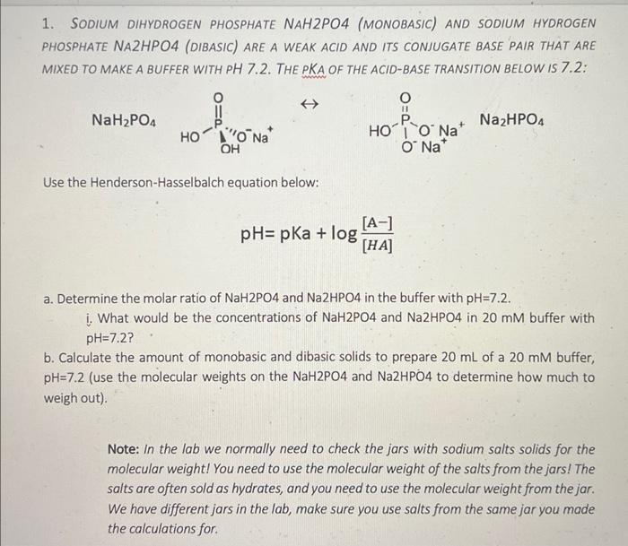 Solved Sodium Dihydrogen Phosphate Nah Po Monobasic Chegg