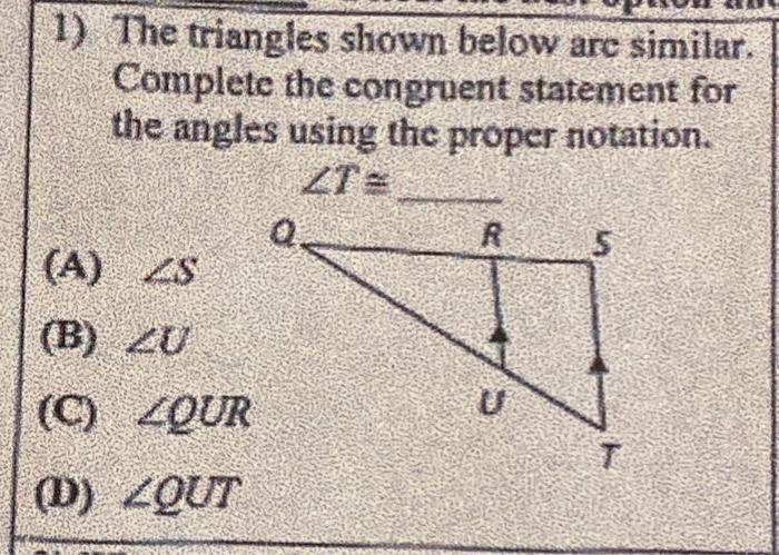 Solved The Triangles Shown Below Are Similar Complete Chegg