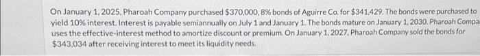 Solved On January 1 2025 Pharoah Company Purchased Chegg