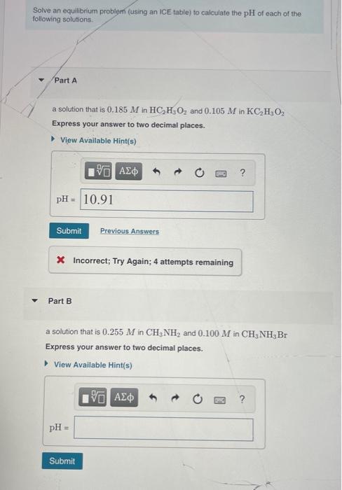 Solved Solve An Equilibrium Problem Using An Ice Table To Chegg