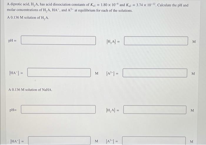 Solved A Diprotic Acid H A Has Acid Dissociation Chegg