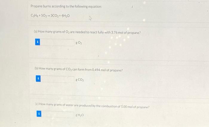 Solved Propane Burns According To The Following Equation Chegg