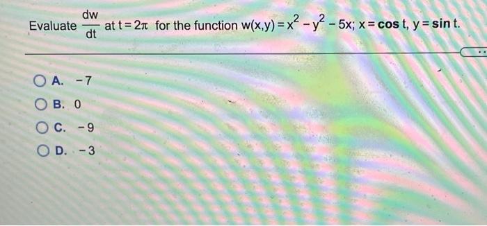 Solved Ow Evaluate At U V 3 3 For The Function W X Y Chegg