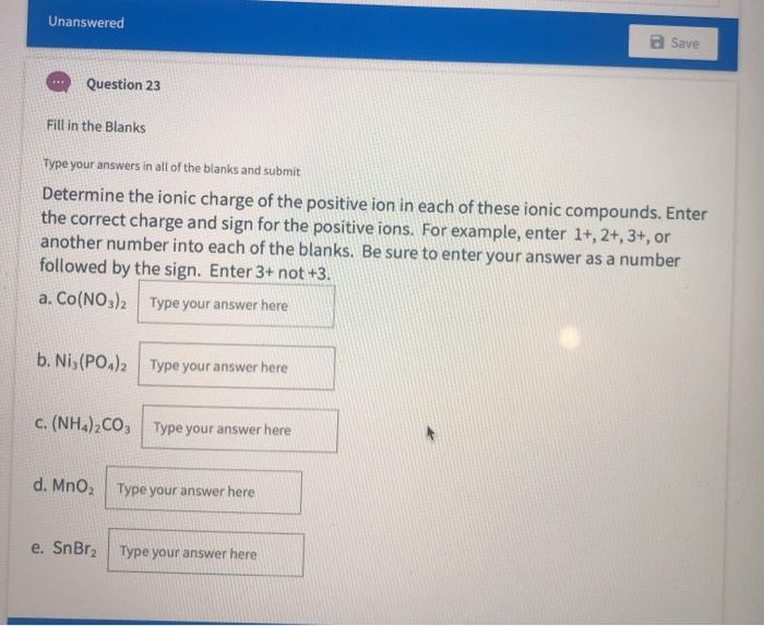 Solved Unanswered B Save Question 23 Fill In The Blanks Type Chegg