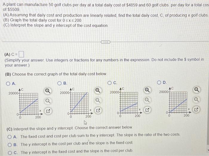 Solved A Plant Can Manufacture 50 Golf Clubs Per Day At A Chegg