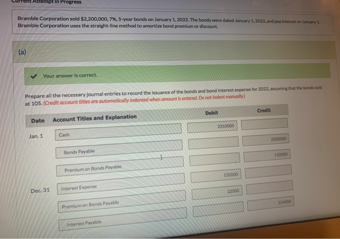 Solved Current Attempt In Progress Bramble Corporation Sold Chegg