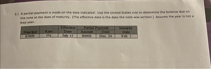 Solved 5 A Partial Payment Is Made On The Date Indicated Chegg