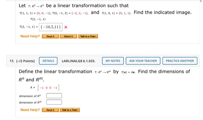 Solved Let Tr R Be A Linear Transformation Such That T Chegg