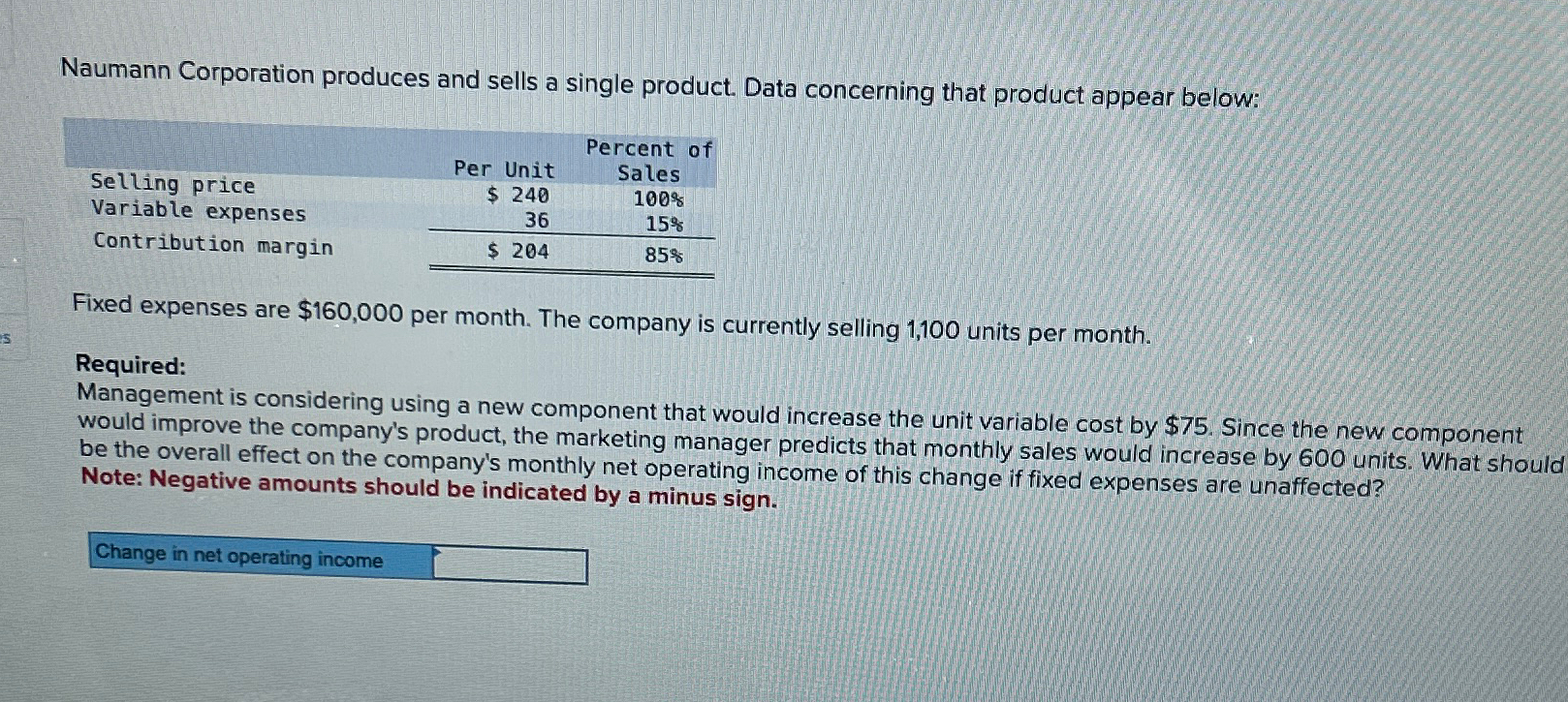 Solved Naumann Corporation Produces And Sells A Single Chegg