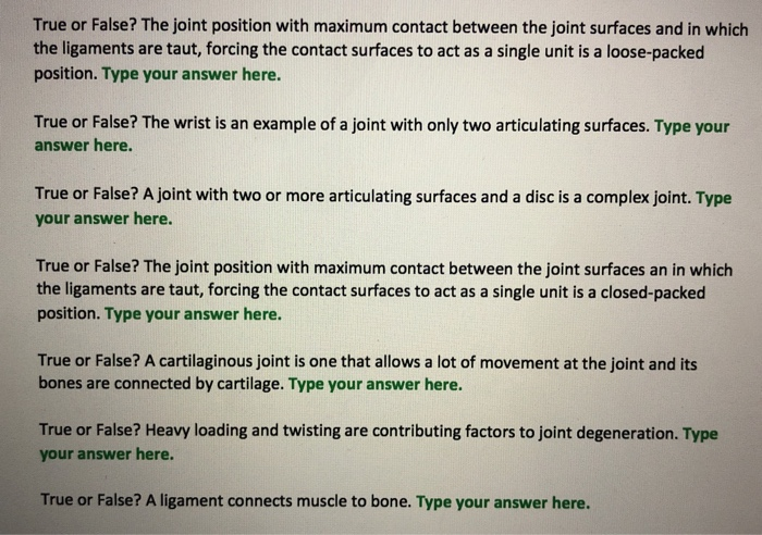 Solved True Or False The Joint Position With Maximum Chegg