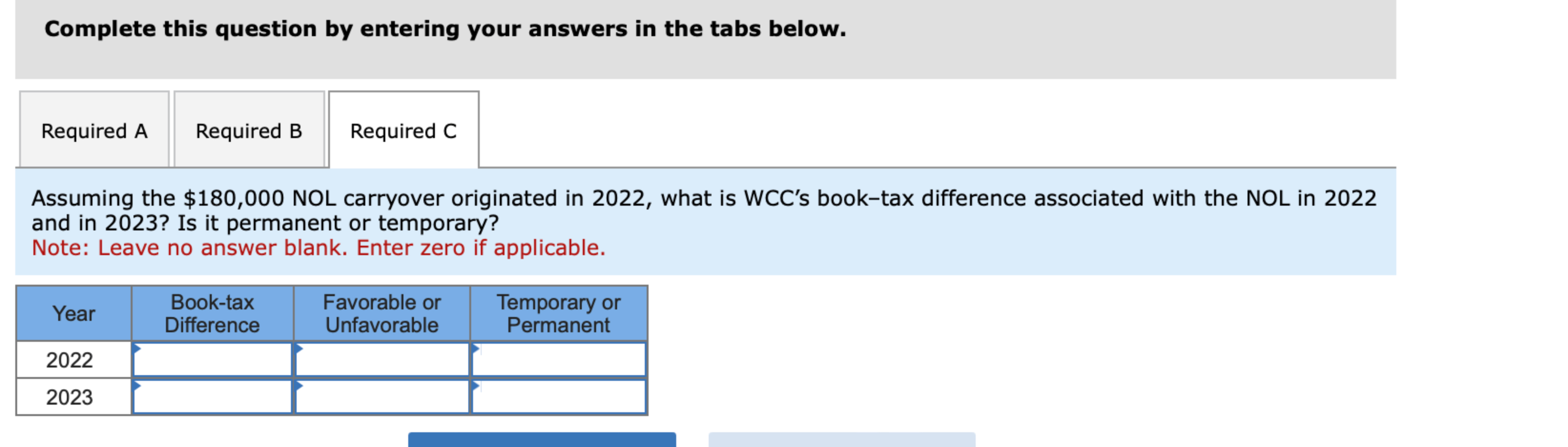 Wcc Corporation Has A Net Operating Loss Chegg