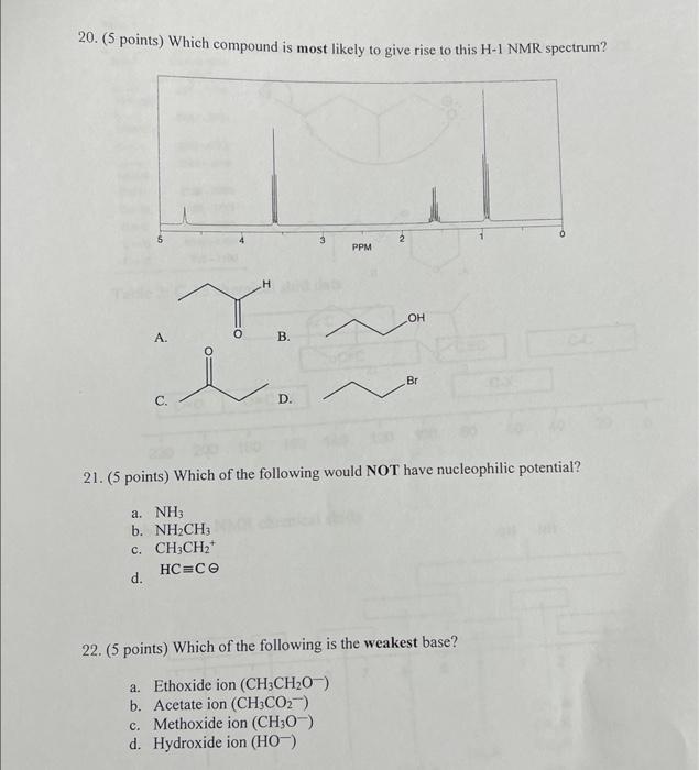 Solved 20 5 Points Which Compound Is Most Likely To Give Chegg