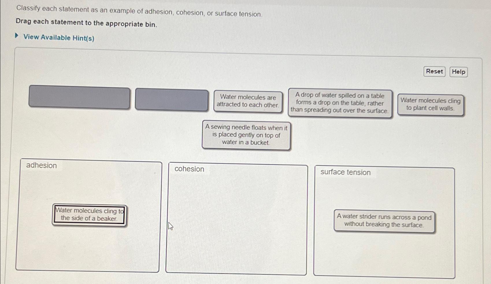 Solved Classify Each Statement As An Example Of Adhesion Chegg