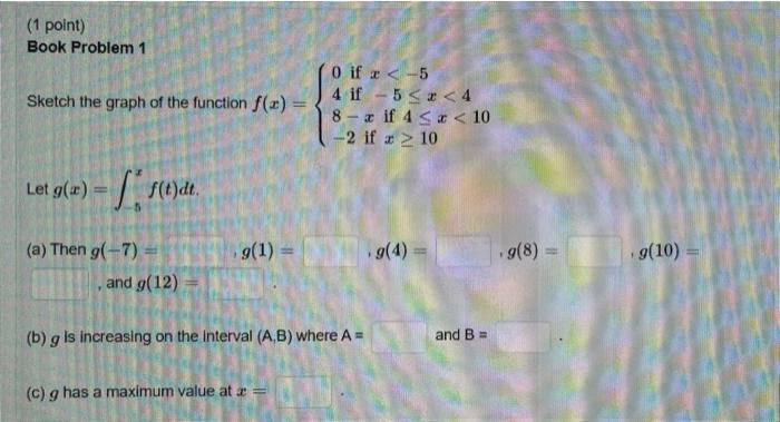 Solved 1 Point Book Problem 1 Sketch The Graph Of The Chegg