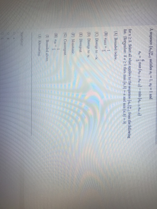 Solved A Sequence Ano Satisfies A1 1 Az 1 And 2n Max Chegg