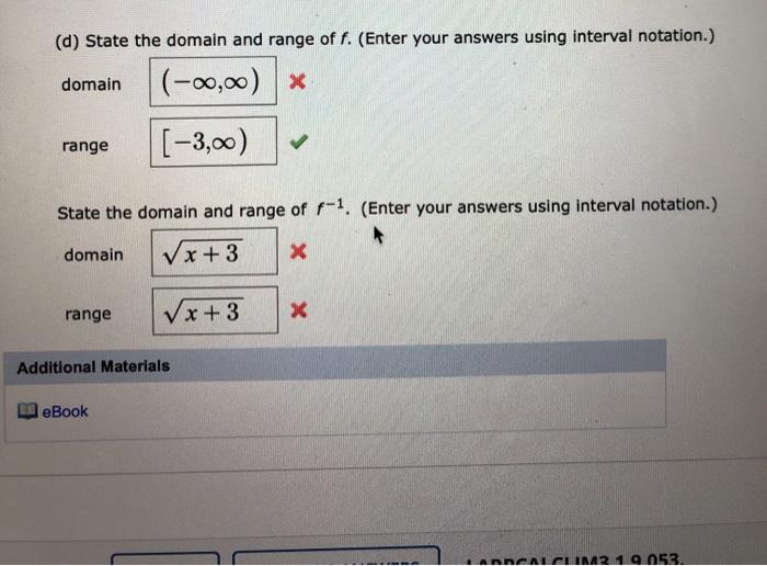 Solved D State The Domain And Range Of F Enter Your Chegg