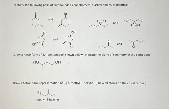 Solved Identify The Following Pairs Of Compounds As Chegg