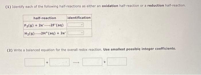 Solved Identify Each Of The Following Half Reactions As Chegg