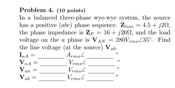 Solved Problem Points In A Balanced Three Phase Chegg