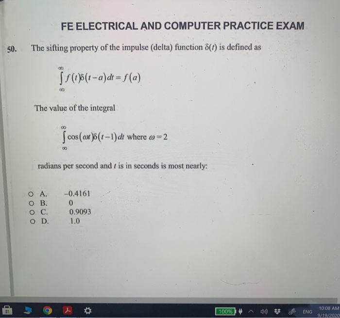 Solved FE ELECTRICAL AND COMPUTER PRACTICE EXAM 50 The Chegg