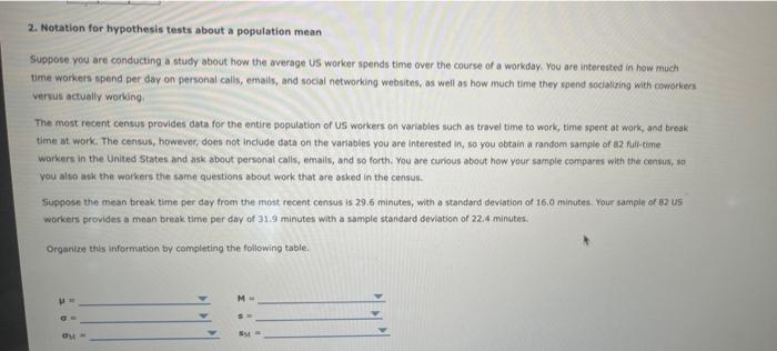 Solved Notation For Hypothesis Tests About A Population Chegg