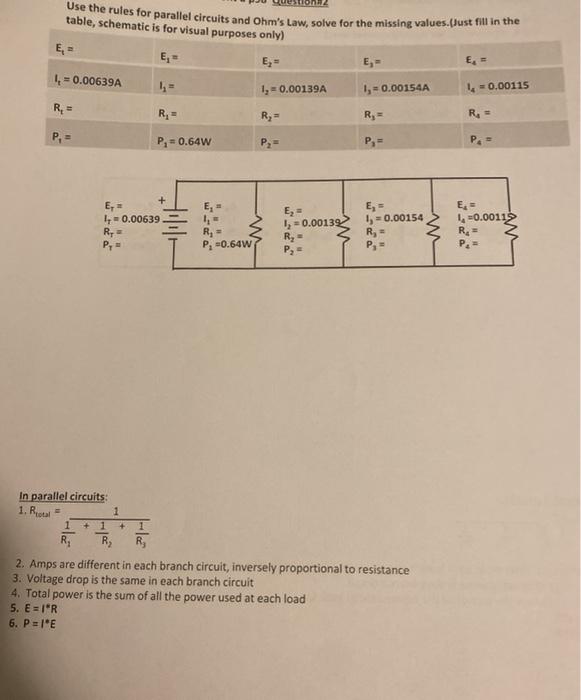 Solved Use The Rules For Parallel Circuits And Ohm S Law Chegg