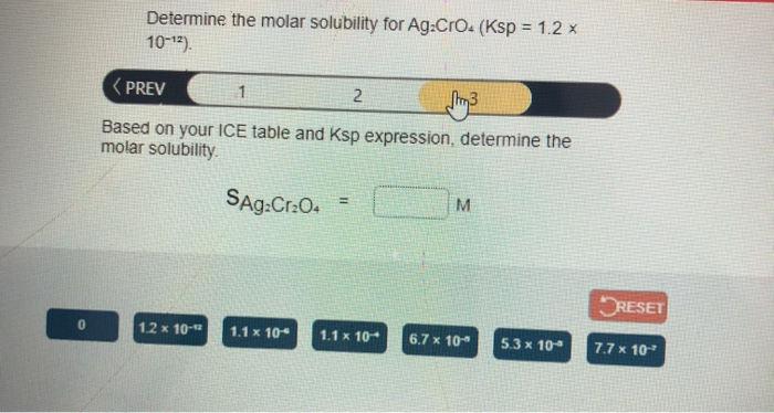 Solved Determine The Molar Solubility For Ag Cro Ksp Chegg