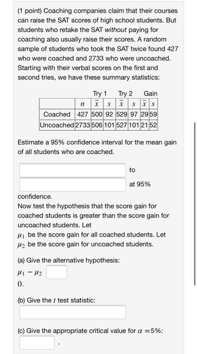 Solved 1 Point Coaching Companies Claim That Their Courses Chegg