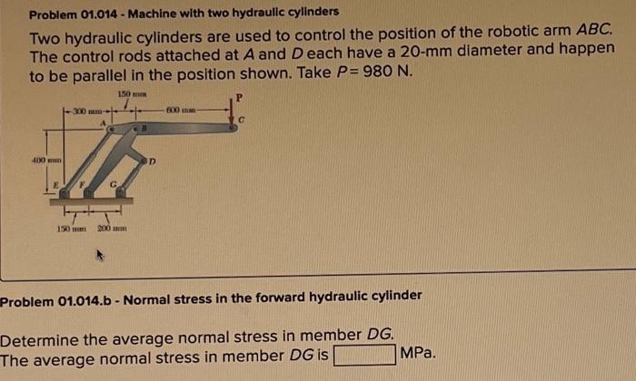 Solved Problem 01 014 Machine With Two Hydraullc Cylinders Chegg