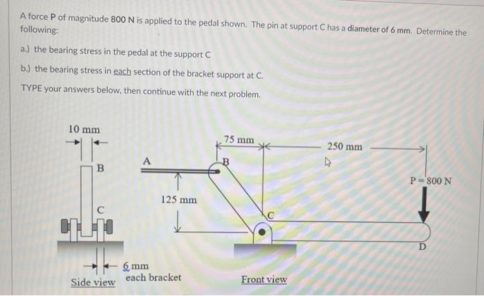 Solved A Force P Of Magnitude N Is Applied To The Pe