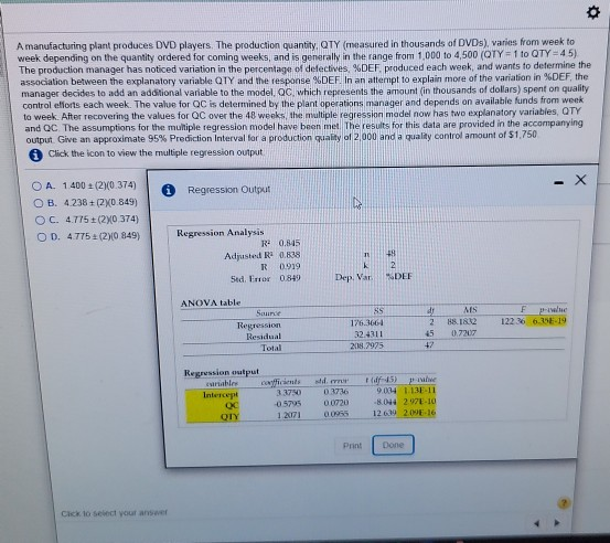 Solved A Manufacturing Plant Produces Dvd Players The Chegg