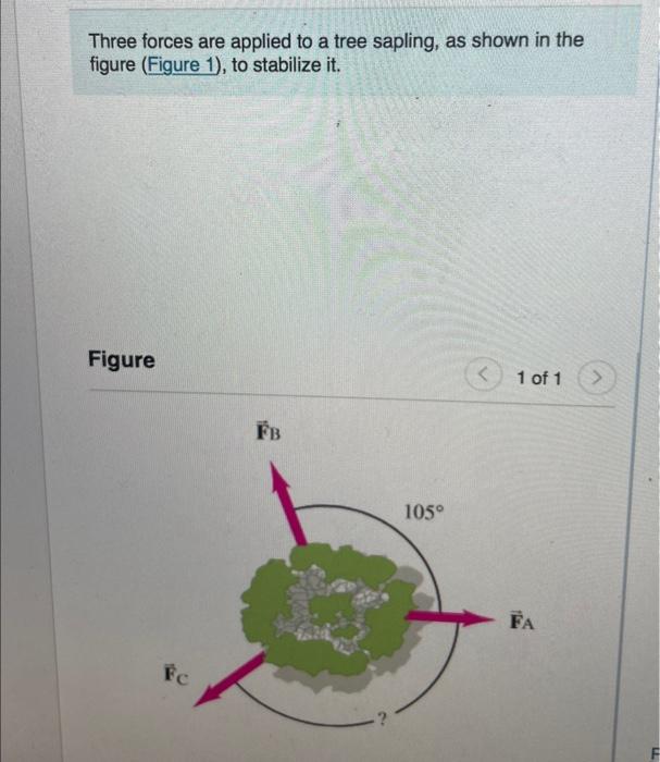 Solved Three Forces Are Applied To A Tree Sapling As Shown Chegg